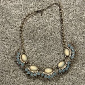 Gold-Tone Blue & Cream Statement Necklace